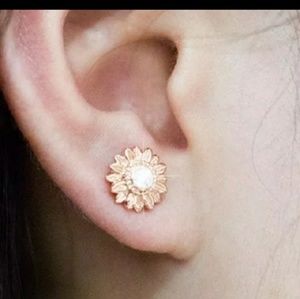 Rose gold sunflower earrings Clearance